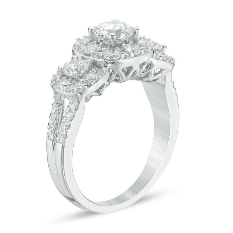 Love's Destiny by Zales 1-5/8 CT. T.W. Certified Diamond Three Stone Engagement Ring in 14K White Gold (I/SI2)