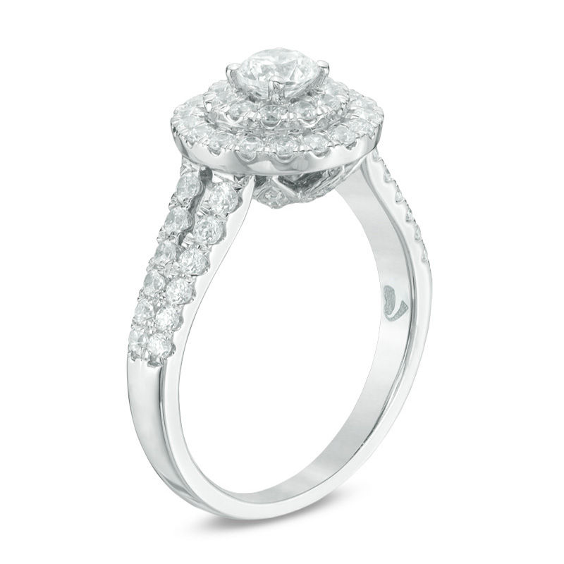 Main Image 2 of Love's Destiny by Zales 1-1/4 CT. T.W. Certified Diamond Double Frame Engagement Ring in 14K White Gold (I/I1)