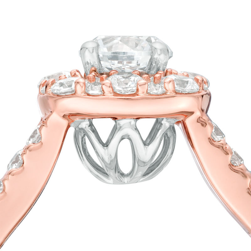 Main Image 2 of Love's Destiny by Zales 1-1/2 CT. T.W. Certified Diamond Cushion Engagement Ring in 14K Two-Tone Gold (I/SI2)