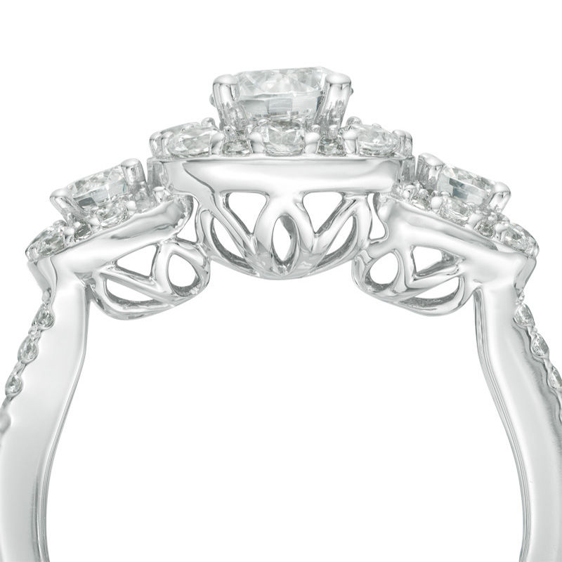 Main Image 3 of Love's Destiny by Zales 1-5/8 CT. T.W. Certified Diamond Three Stone Engagement Ring in 14K White Gold (I/I1)