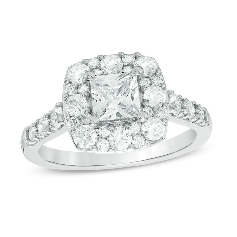 Love's Destiny by Zales 2 CT. T.W. Certified Princess-Cut Diamond Frame Engagement Ring in 14K White Gold (I/SI2)