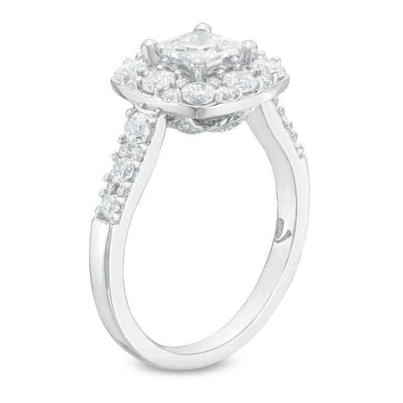 Main Image 2 of Love's Destiny by Zales 2 CT. T.W. Certified Princess-Cut Diamond Frame Engagement Ring in 14K White Gold (I/SI2)