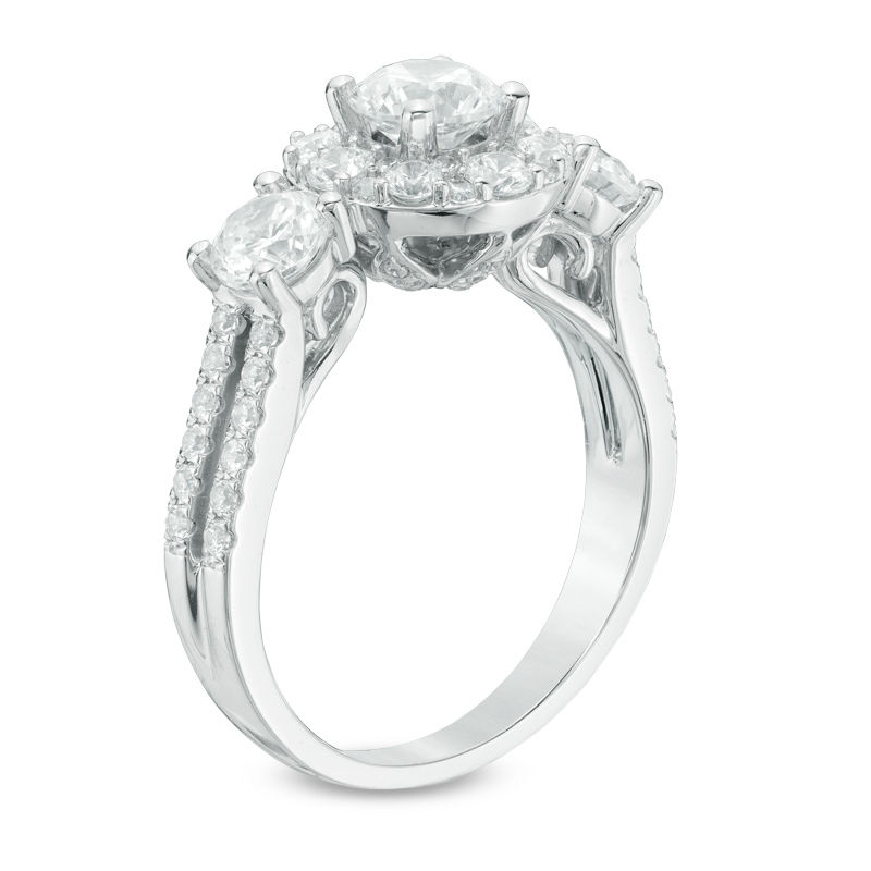 Love's Destiny by Zales 2 CT. T.W. Certified Diamond Three Stone Engagement Ring in 14K White Gold (I/SI2)