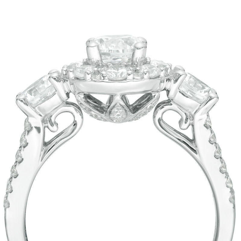 Main Image 3 of Love's Destiny by Zales 2 CT. T.W. Certified Diamond Three Stone Engagement Ring in 14K White Gold (I/SI2)