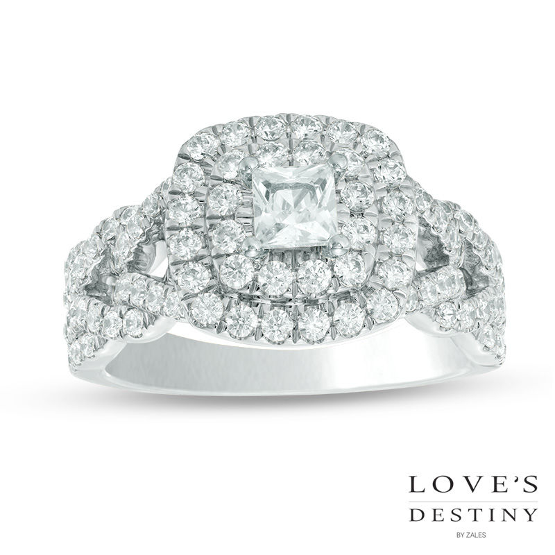 Love's Destiny by Zales 1-1/2 CT. T.W. Certified Princess-Cut Diamond Frame Engagement Ring in 14K White Gold (I/SI2)