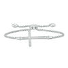 Thumbnail Image 1 of 1/4 CT. T.W. Diamond Sideways Cross Bolo Bracelet in Sterling Silver - 8.0"