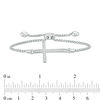 Thumbnail Image 2 of 1/4 CT. T.W. Diamond Sideways Cross Bolo Bracelet in Sterling Silver - 8.0"