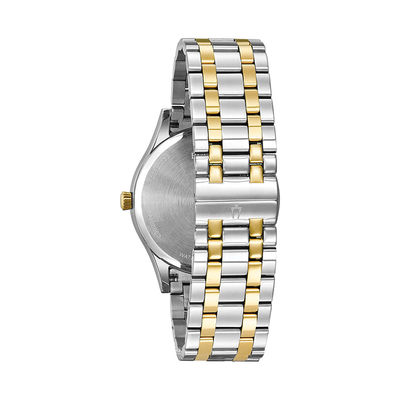 bulova men's two tone blue dial watch