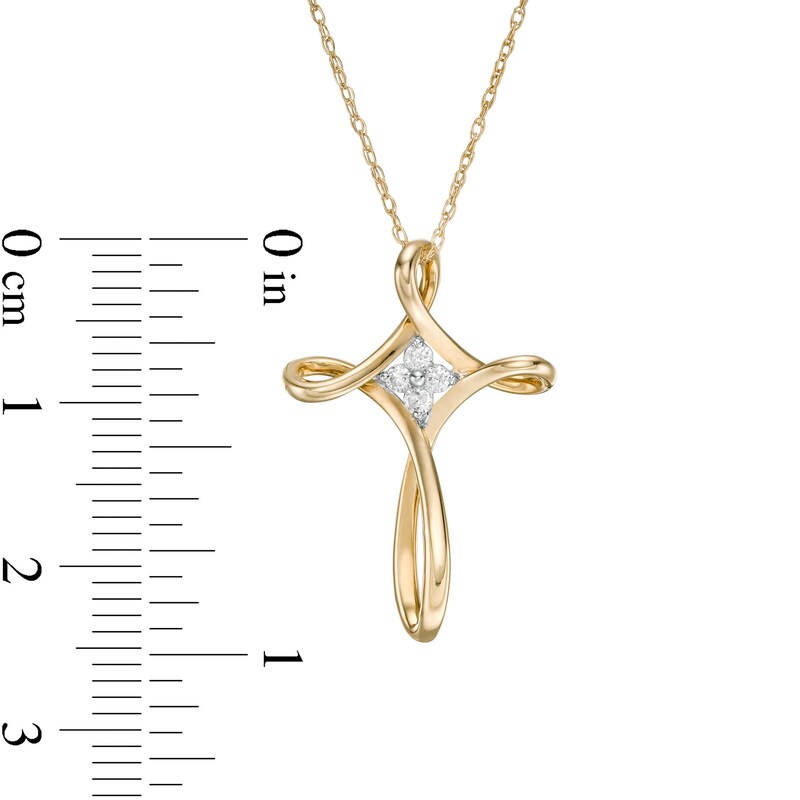 1/15 CT. T.W. Diamond Loop Cross Pendant in 10K Gold