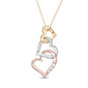 Thumbnail Image 1 of 1/15 CT. T.W. Diamond Linear Alternating Triple Heart Pendant in 10K Tri-Tone Gold
