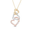 Thumbnail Image 0 of 1/15 CT. T.W. Diamond Linear Alternating Triple Heart Pendant in 10K Tri-Tone Gold