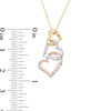 Thumbnail Image 2 of 1/15 CT. T.W. Diamond Linear Alternating Triple Heart Pendant in 10K Tri-Tone Gold
