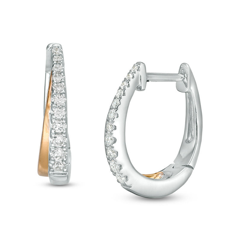 1/5 CT. T.W. Diamond Drop Shadow Hoop Earrings in 10K Gold