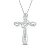 Thumbnail Image 1 of 1/4 CT. T.W. Diamond Three Stone Bypass Cross Pendant in 10K White Gold