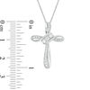 Thumbnail Image 2 of 1/4 CT. T.W. Diamond Three Stone Bypass Cross Pendant in 10K White Gold
