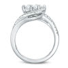 Thumbnail Image 2 of Ever Us® 1 CT. T.W. Princess-Cut Two-Stone Diamond Tilted Bypass Frame Ring in 14K White Gold