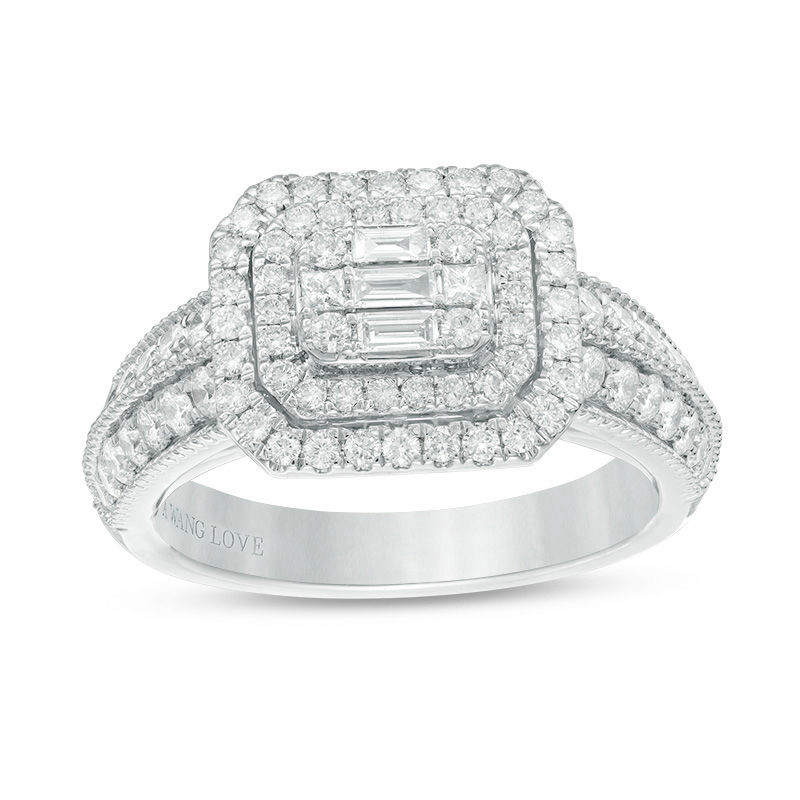 Main Image 1 of Vera Wang Love Collection 1 CT. T.W. Composite Diamond Vintage Style Engagement Ring in 14K White Gold