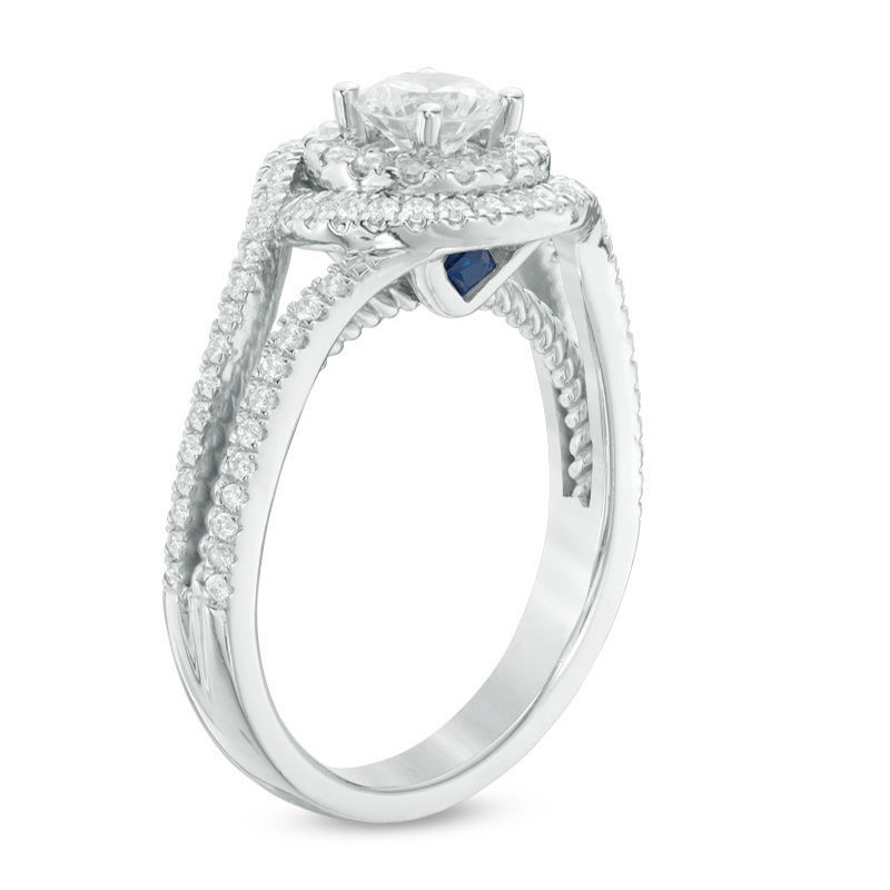 Vera Wang Love Collection 1 CT. T.W. Diamond Swirl Frame Split Shank Engagement Ring in 14K White Gold