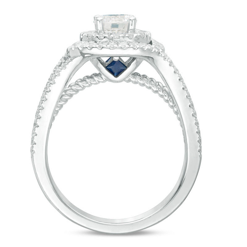 Vera Wang Love Collection 1 CT. T.W. Diamond Swirl Frame Split Shank Engagement Ring in 14K White Gold