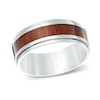 Thumbnail Image 0 of Men's 8.0mm Comfort Fit Wood Grain Inlay Wedding Band in Stainless Steel