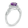 Thumbnail Image 1 of 7.0mm Heart-Shaped Lab-Created Amethyst and White Sapphire Frame Twist Shank Ring in Sterling Silver