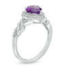 Thumbnail Image 2 of 7.0mm Heart-Shaped Lab-Created Amethyst and White Sapphire Frame Twist Shank Ring in Sterling Silver