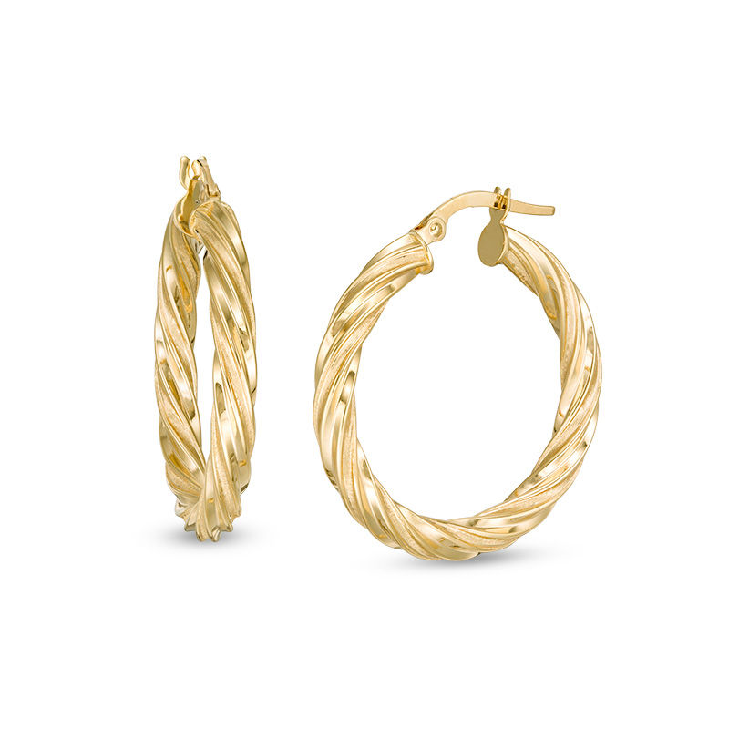 Made in Italy 20.0mm Twisted Tube Hoop Earrings in 14K Gold