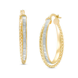 Made in Italy 31.0mm Glitter Enamel Rope Hoop Earrings in 14K Gold