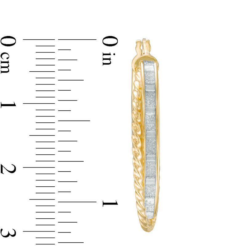 Main Image 2 of Made in Italy 31.0mm Glitter Enamel Rope Hoop Earrings in 14K Gold