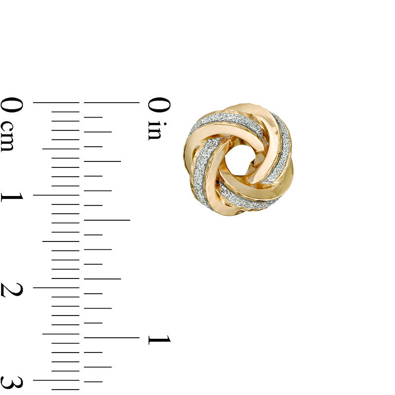 Made in Italy Glitter Enamel Love Knot Stud Earrings in 14K Gold