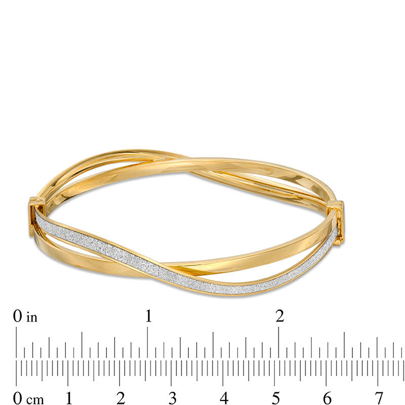 Made in Italy 7.0mm Glitter Enamel Crossover Wave Bangle in 14K Gold