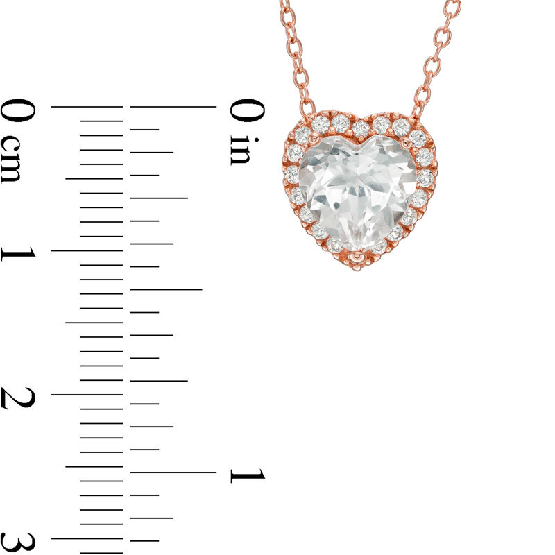 8.0mm Heart-Shaped Lab-Created White Sapphire Framed Pendant in Sterling Silver with 14K Rose Gold Plate