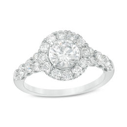 Celebration Ideal 1 CT. T.W. Diamond Frame Engagement Ring in 14K White Gold (I/I1)