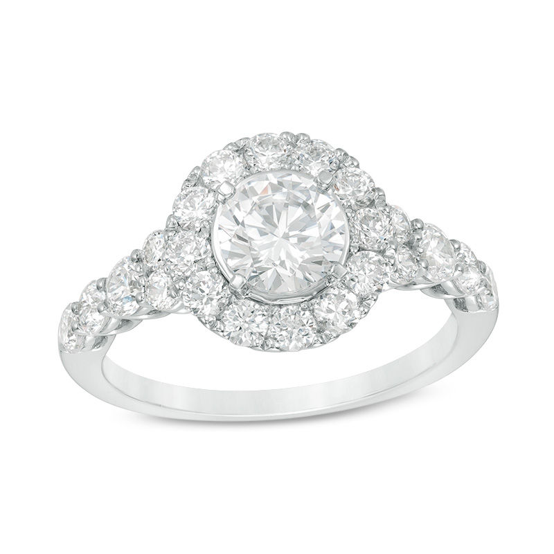 Main Image 1 of Celebration Ideal 1 CT. T.W. Certified Diamond Frame Engagement Ring in 14K White Gold (I/I1)