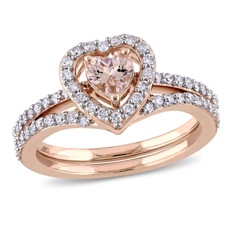 Heart Shape Morganite and Diamond Ladies' Ring