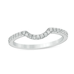Adrianna Papell 1/6 CT. T.W. Certified Diamond Contour Wedding Band in 14K White Gold (I/I1)