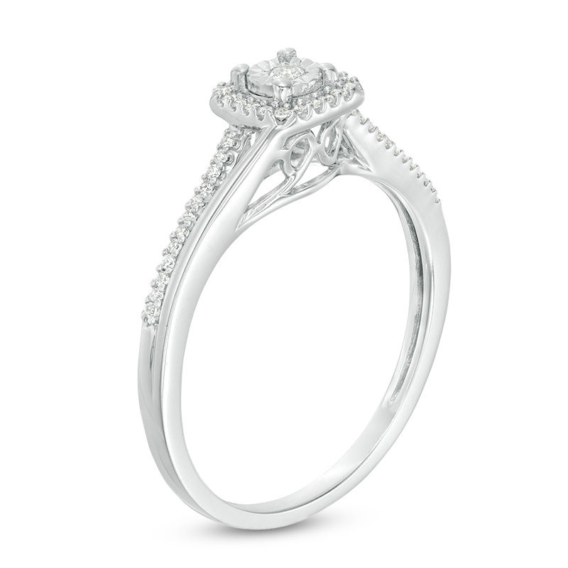 1/10 CT. T.W. Diamond Square Frame Bypass Promise Ring in 10K White Gold