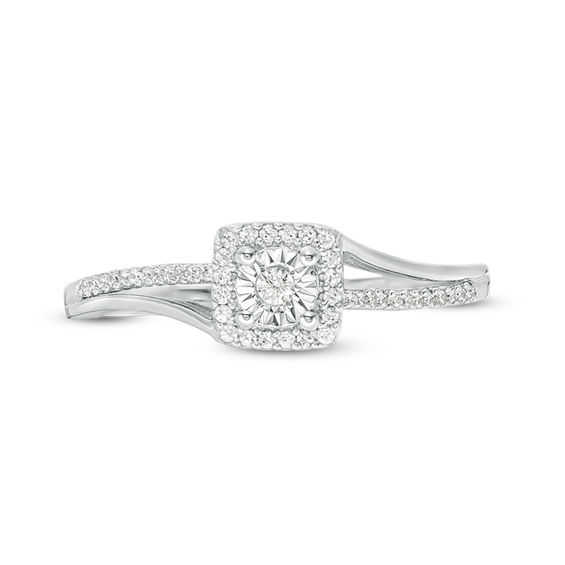 1/10 CT. T.W. Diamond Square Frame Bypass Promise Ring in 10K