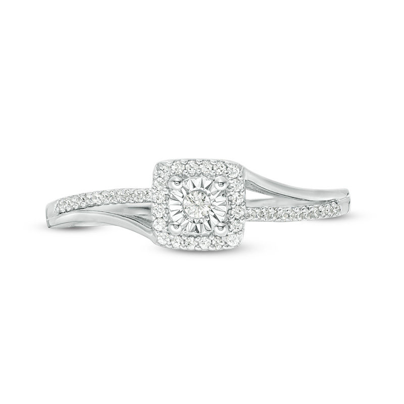 Main Image 3 of 1/10 CT. T.W. Diamond Square Frame Bypass Promise Ring in 10K White Gold