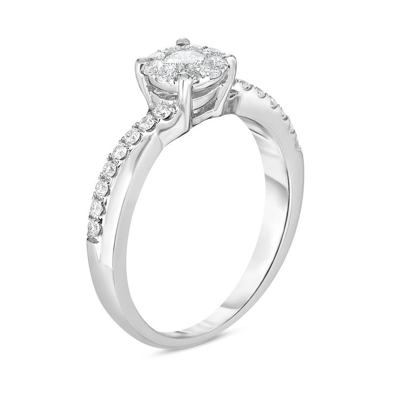 Main Image 2 of 1/2 CT. T.W. Diamond Frame Twist Shank Engagement Ring in 10K White Gold