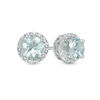 Thumbnail Image 1 of 5.0mm Aquamarine Beaded Frame Stud Earrings in Sterling Silver
