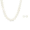 Thumbnail Image 1 of 6.0-7.0mm Button Freshwater Cultured Pearl Strand Necklace and Earrings Set with a Sterling Silver Clasp
