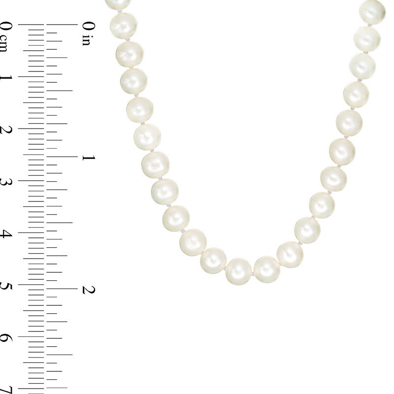 6.0 - 7.0mm Button Cultured Freshwater Pearl Strand Necklace and Earrings Set with a Sterling Silver Clasp