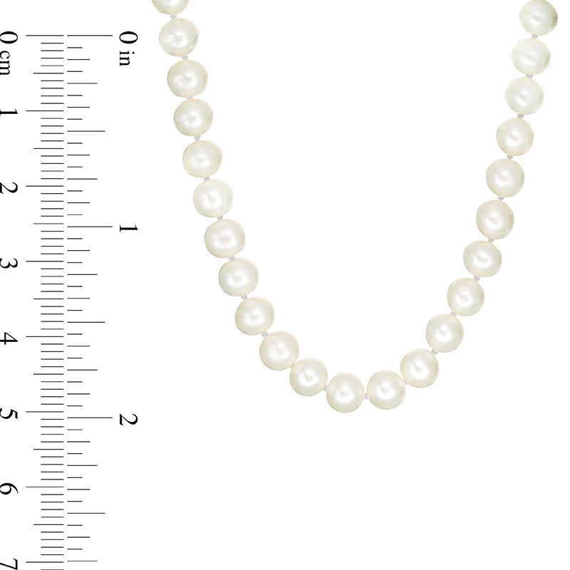 Main Image 4 of 6.0-7.0mm Button Freshwater Cultured Pearl Strand Necklace and Earrings Set with a Sterling Silver Clasp