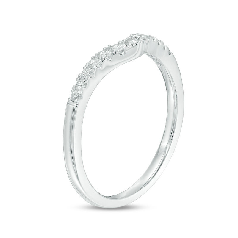 Main Image 2 of 1/5 CT. T.W. Diamond Contour Wedding Band in 10K White Gold