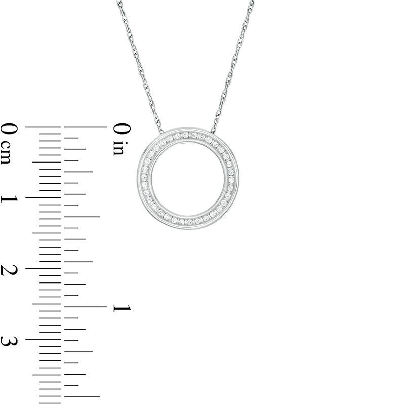 Main Image 2 of 1/20 CT. T.W. Diamond Circle Outline Pendant in 10K White Gold