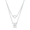 Thumbnail Image 1 of 1/20 CT. T.W. Diamond Double Strand "LOVE" with Heart Necklace in Sterling Silver - 17.5"