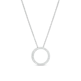 1/10 CT. T.W. Diamond Circle Pendant in Sterling Silver