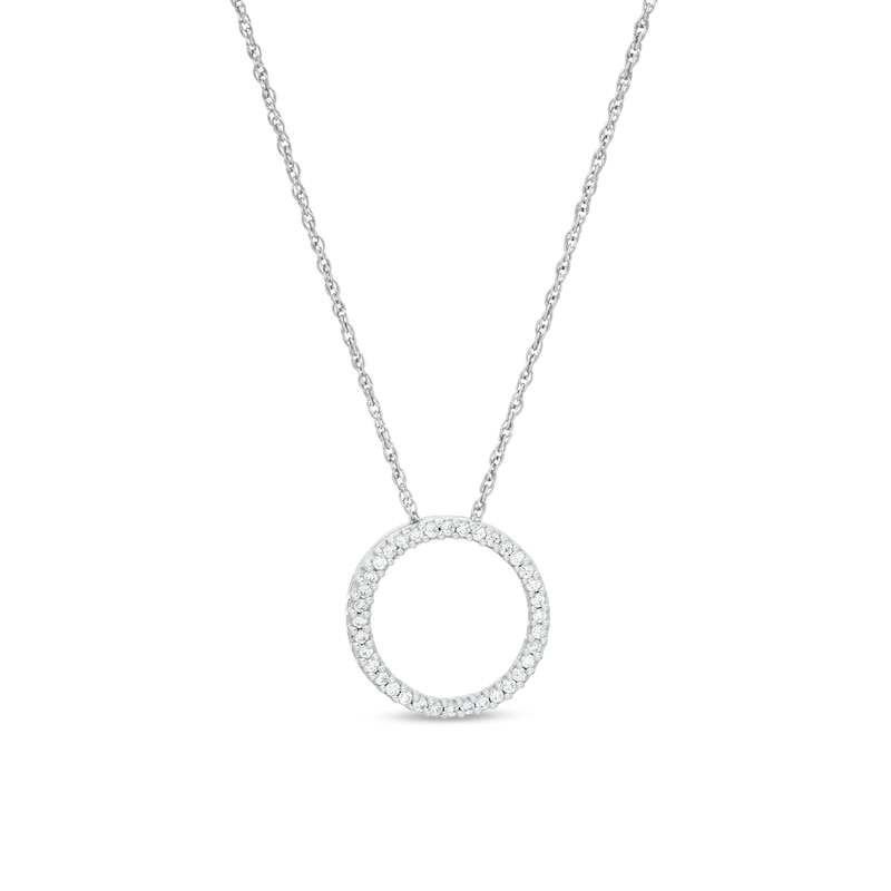 Main Image 1 of 1/10 CT. T.W. Diamond Circle Pendant in Sterling Silver