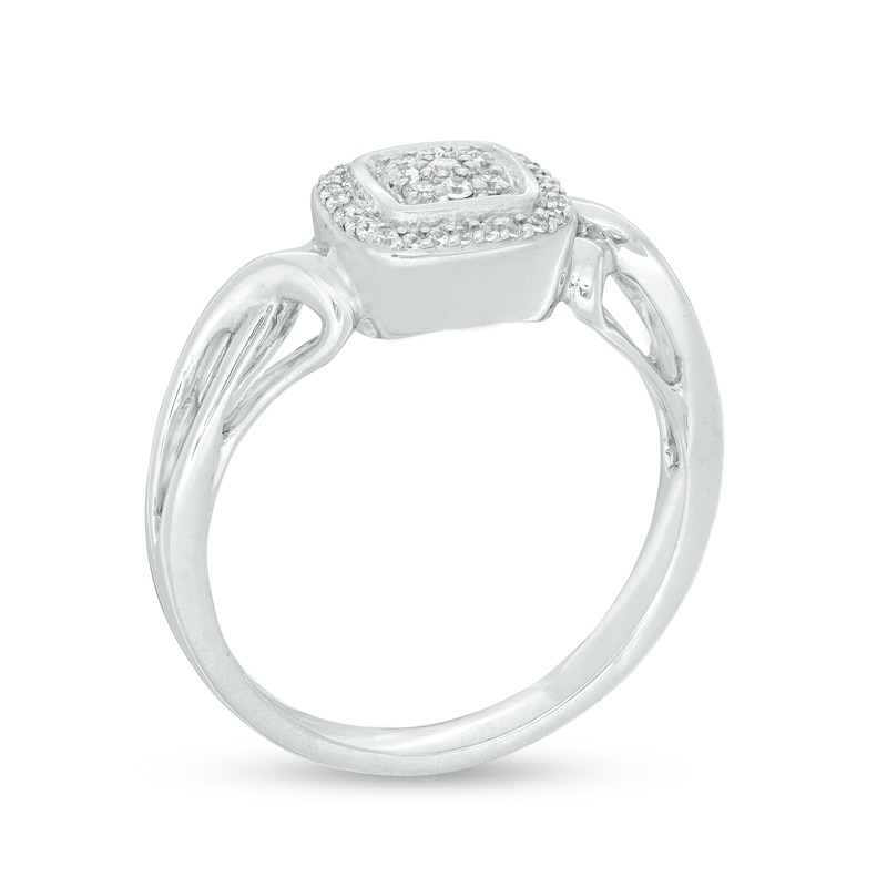 1/6 CT. T.W. Composite Diamond Cushion Frame Ring in Sterling Silver